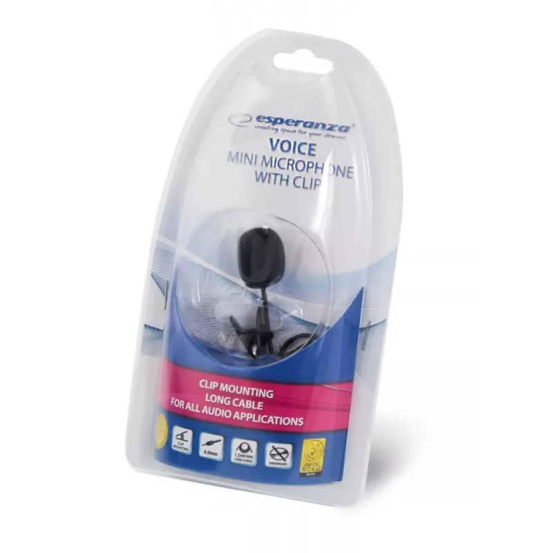 Microfone com clipe Esperanza EH178 preto
