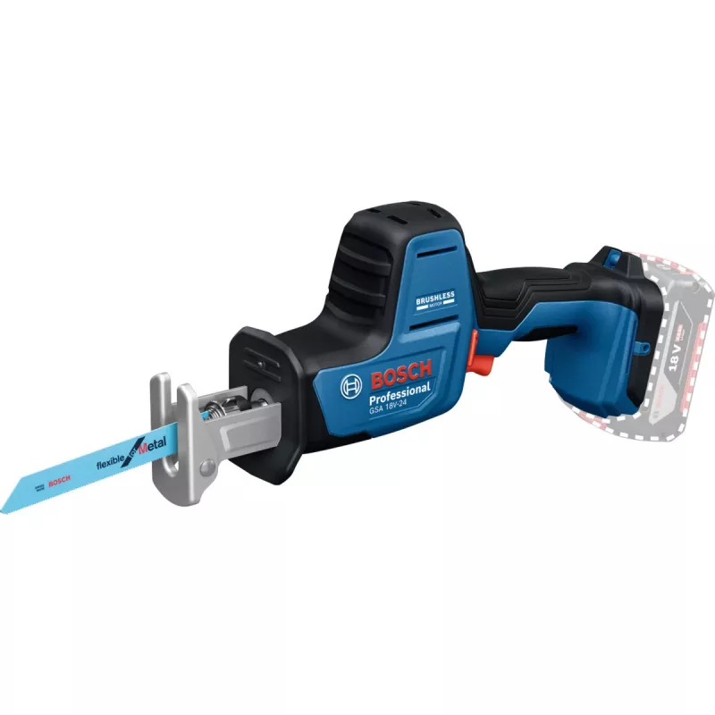 Serra sabre a bateria GSA 18V-24 Professional solo, 18 Volt (Azul/Preto, sem bateria e carregador)