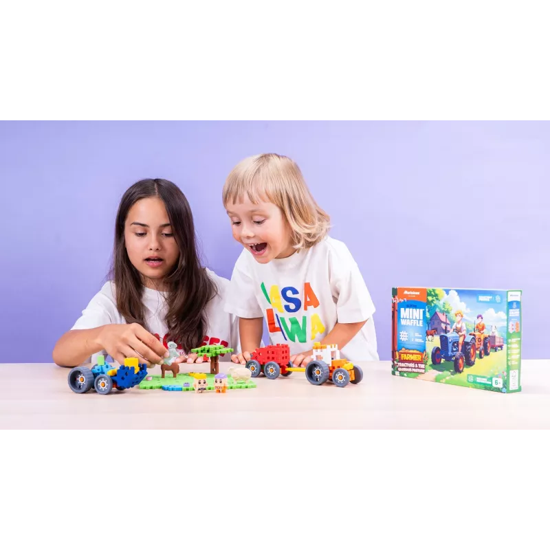 Blocos de construção Marioinex Farmer Tractor Meadow – 110 peças, para crianças a partir dos 6 anos, conjunto multicolorido