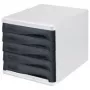 Caixa de gavetas helit preta DIN A4 com 5 gavetas (H6129998)