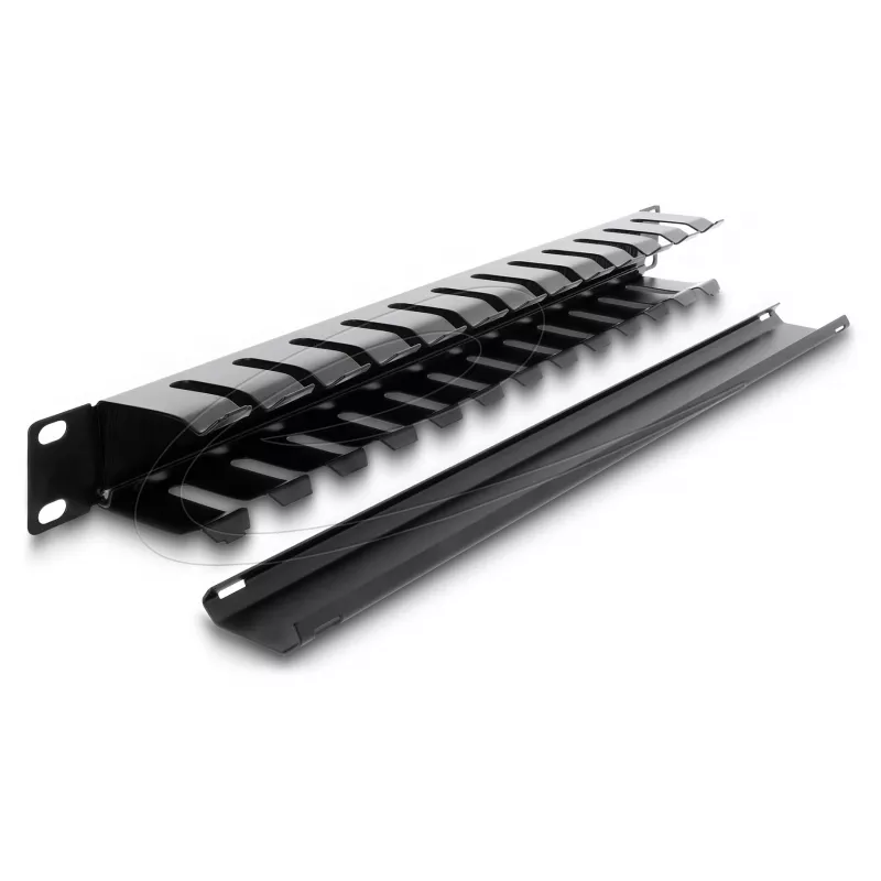 Delock 67628 painel de gestão de cabos de 19" com escova, 1U, preto