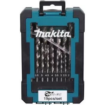 Conjunto de brocas Makita D-78352 HSS-GS, 19 peças de brocas helicoidais de aço rápido