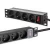 PDU de alumínio Qoltec para RACK 10'' | 1U | 16A | 4xFRANCESA | 1,8m