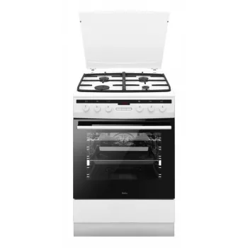 Fogão independente AMICA 617GEH3.33HZpTaDpA(W) PIZZA — placa a gás 4 zonas, forno elétrico 65 L, temporizador eletrónico, branco