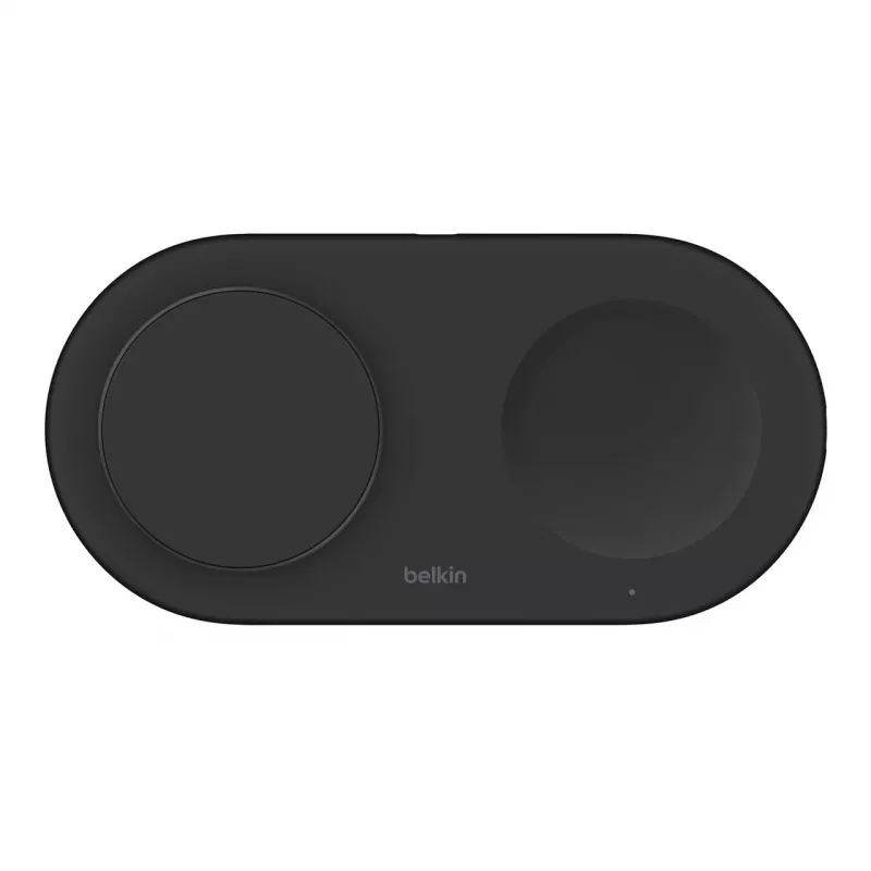 Belkin WIZ021VFBK – Estação de carregamento sem fios 2 em 1 com tecnologia Qi2 15 W, preto