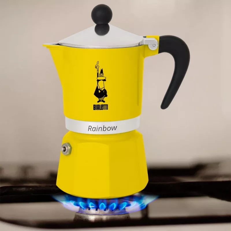 Cafeteira Moka Bialetti Rainbow preto amarelo