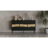 Cama Meble INSERTO 3D cómoda, 143,5x40x80 cm, preta, com LED