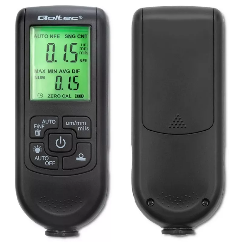 Medidor de espessura de verniz Qoltec com visor LCD | 0~2000 µm