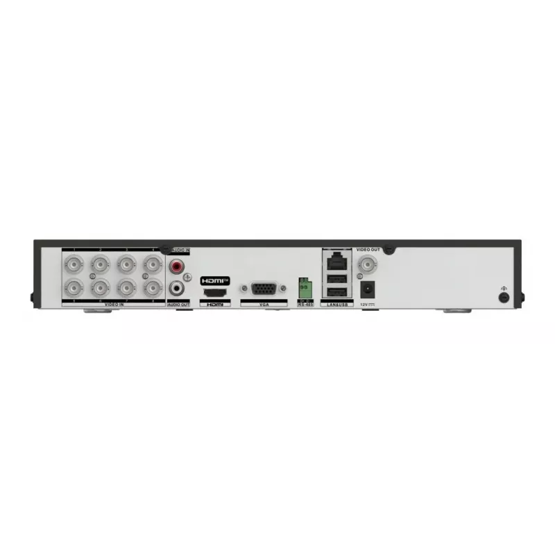 DVR Hikvision Pro Series 8 canais 5 MP 1U H.265 AcuSense, 8 entradas, Gigabit Ethernet, disco 12 TB, 12 V, 24 W