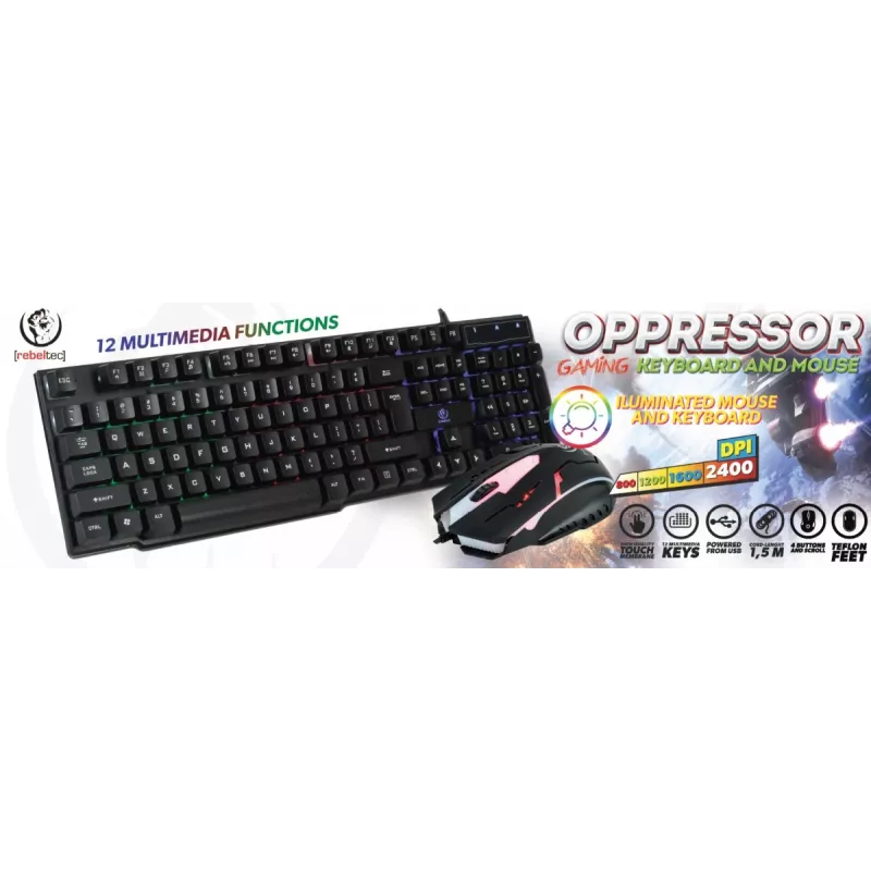 Conjunto de teclado e rato com fios Rebeltec