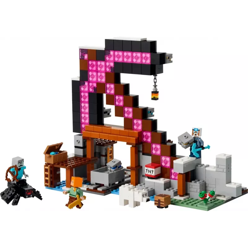 Brinquedo de construção LEGO Minecraft The Pickaxe Mine Set 21277 – 530 peças, 3 minifiguras, idade 8+