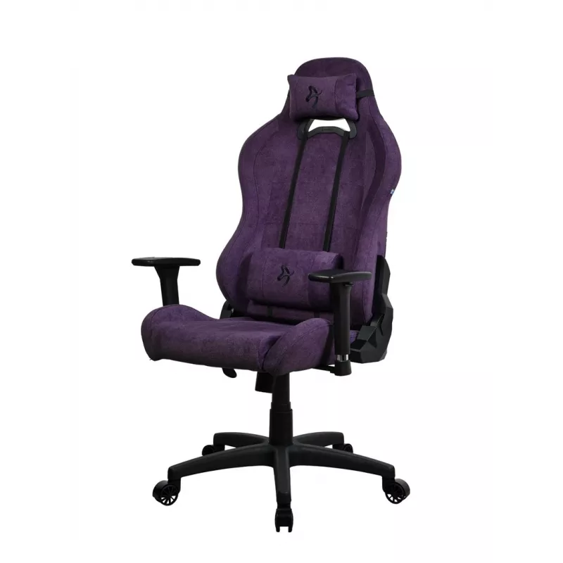 Cadeira gaming Arozzi Torretta SoftFabric roxa – design ergonómico, braços ajustáveis, encosto reclinável