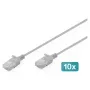 Cabo de rede DIGITUS CAT 6 U-UTP fino, 0,3 m, cinzento, pack de 10