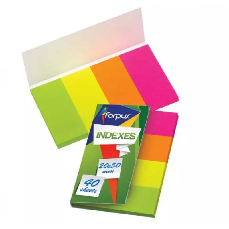 Forpus FO42026 notas de índice 20x50 mm, cores variadas, 4x40 folhas