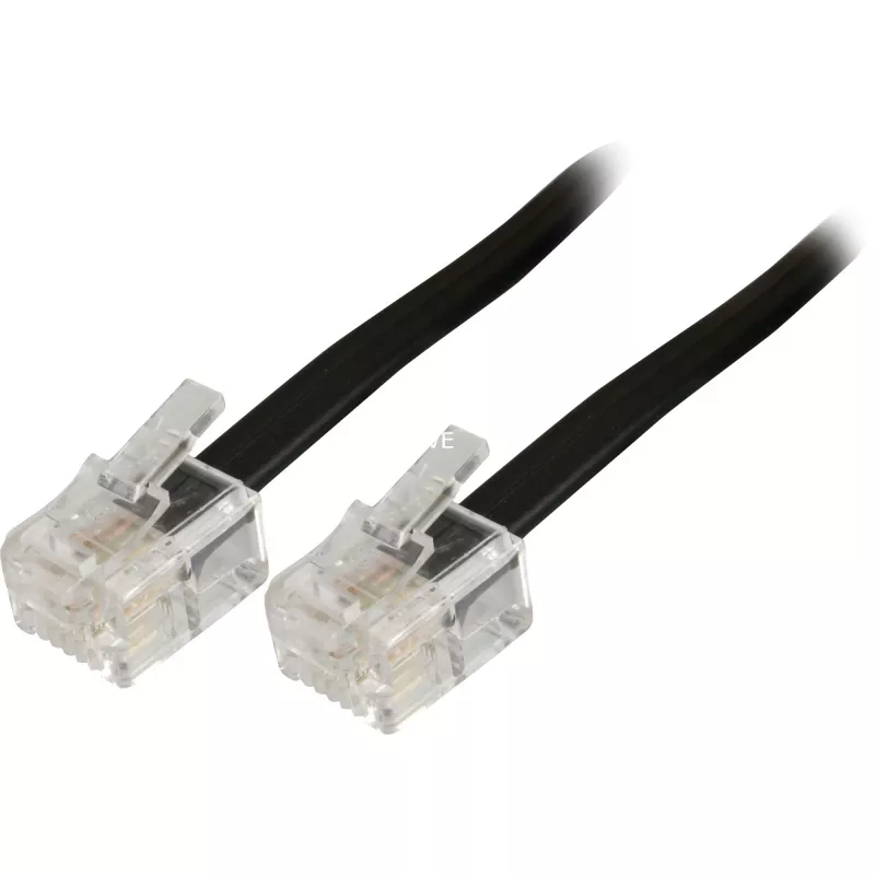 Cabo de ligação modular Wentronic Goobay, preto, 10 m - ficha RJ11/RJ14 (6P4C) macho para ficha RJ11/RJ14 (6P4C) macho (50319)