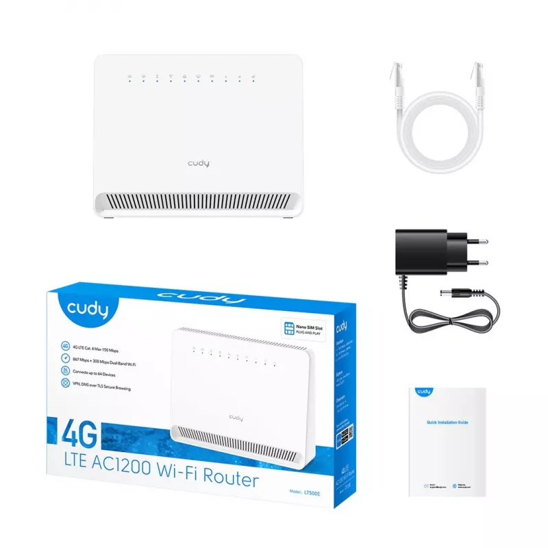 Router sem fios Cudy LT500E Fast Ethernet Dualband (2,4 GHz / 5 GHz) 4G branco
