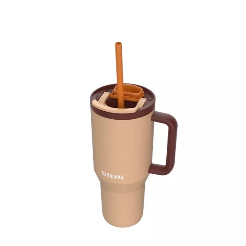 Copo térmico com palhinha telescópica Kambukka Rio Tumbler 950 ml Almond Dream