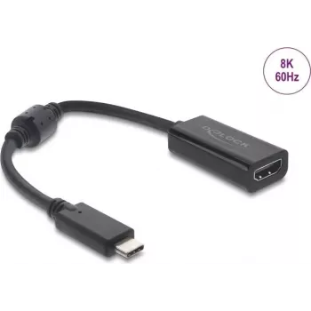 Adaptador USB Type-C para HDMI DELOCK 8K 60 Hz HDR HDCP (DP Alt Mode) preto