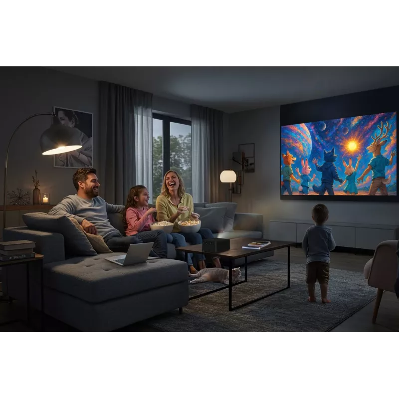 Projetor padrão Optoma Photon Life PK32 com 1100 lúmenes ANSI, DLP, UHD 4K (3840x2160), 3D, preto