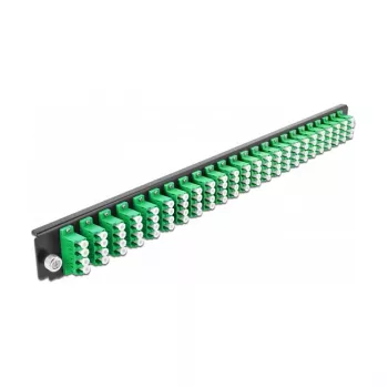 Painel frontal para caixa de fusão DeLOCK 19 polegadas 43370 24 portas LC Quad verde