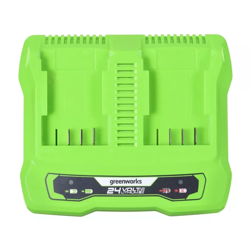 Carregador GreenWorks G24X2UC2 Dual-Slot 24V Li-Ion, 4A, 2 células, carregamento rápido