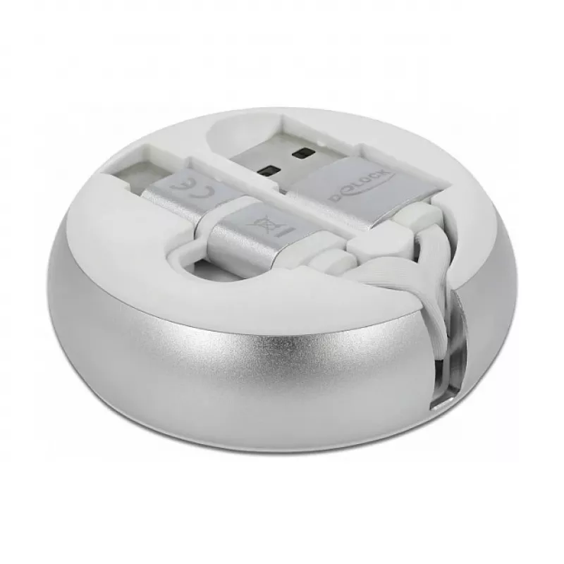 Cabo enrolável DeLOCK USB 2.0 2 em 1 Type-A para Micro-B e USB-C™
