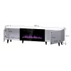 Móvel de TV Cama Meble PAFOS EF com lareira elétrica 180×42×49 cm, branco mate