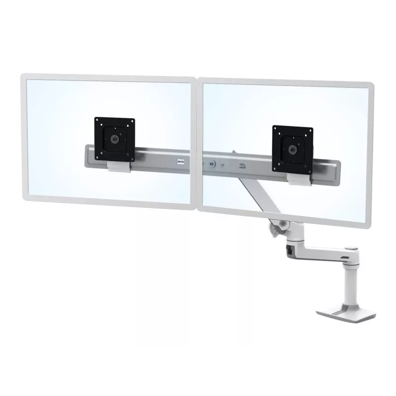 Ergotron 45-489-216 LX Desk Dual Direct Arm suporte para monitores, até 25 polegadas (63,5 cm), 0,9–5 kg, branco