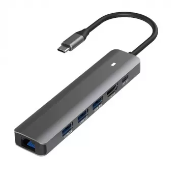 Adaptador USB Type-C - HDMI, LAN, 3x USB 3.0 Type-A, USB Type-C PD100W