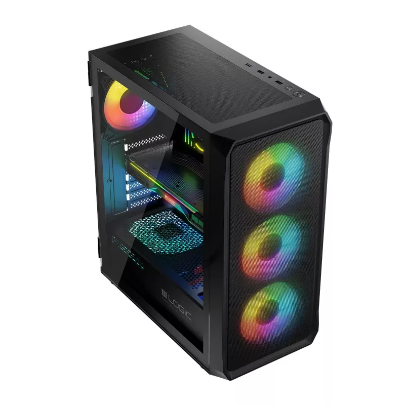 Caixa LOGIC CONCEPT Portos ARGB ATX Mid-Tower, preto