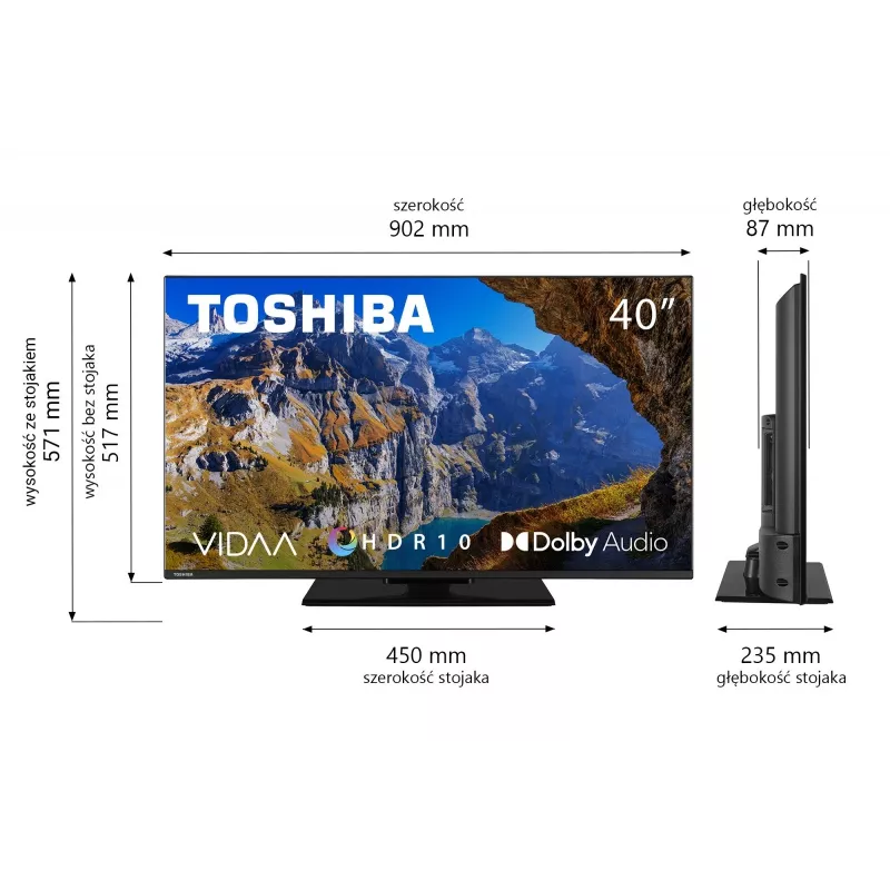 Toshiba 40LV3563DG TV 101,6 cm (40 polegadas) Full HD Smart TV preto 250 cd/m²