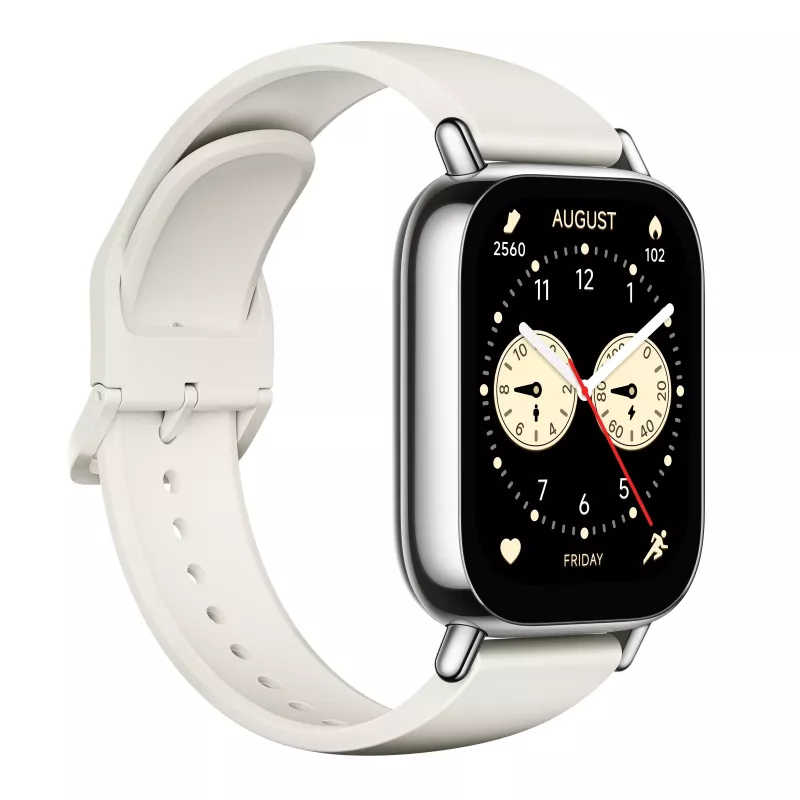 Smartwatch Xiaomi Redmi Watch 5 Lite — 1,96 polegadas AMOLED, GPS, 470 mAh, caixa dourada, bracelete TPU branca