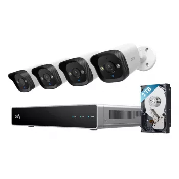 NVR Gravador de segurança Eufy E40 — Entrada 4K de 8 canais, 2 TB HDD (expansível até 16 TB), Preto/Cinzento/Branco