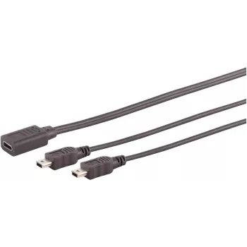 Cabo USB S/CONN 13-20022 USB 2.0 0,3 m USB-C 2x Mini-USB-B preto