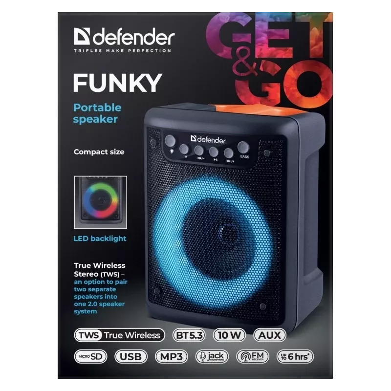 Altifalante Bluetooth FUNKY 10W, 65053, DEFENDER