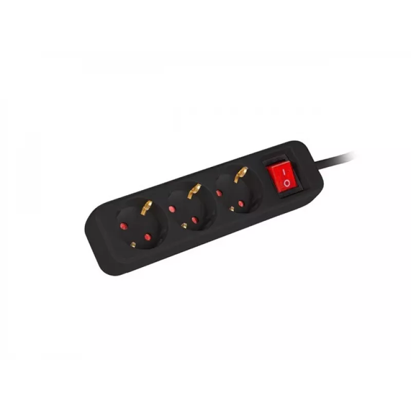 Extensão elétrica Lanberg PS1-03F-0150-BK 1,5 m 3 tomadas com contacto de proteção para interiores preto