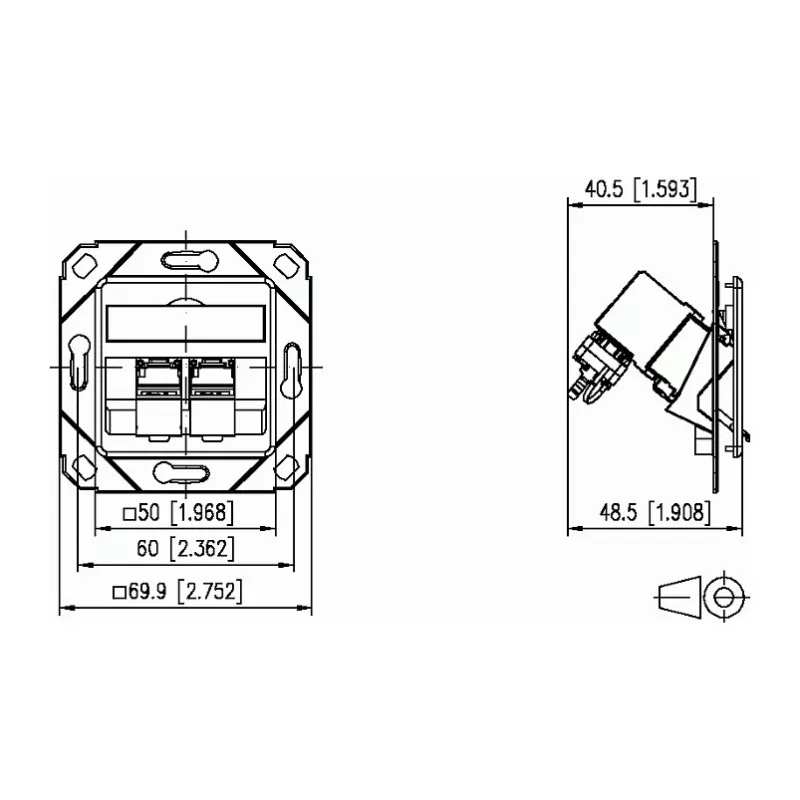 METZ CONNECT 130B12D21102-E - RJ-45 - 6a - -40 - 70 °C - Branco - Acrilonitrilo-butadieno-estireno (ABS) - Zinco - GHMT - CE