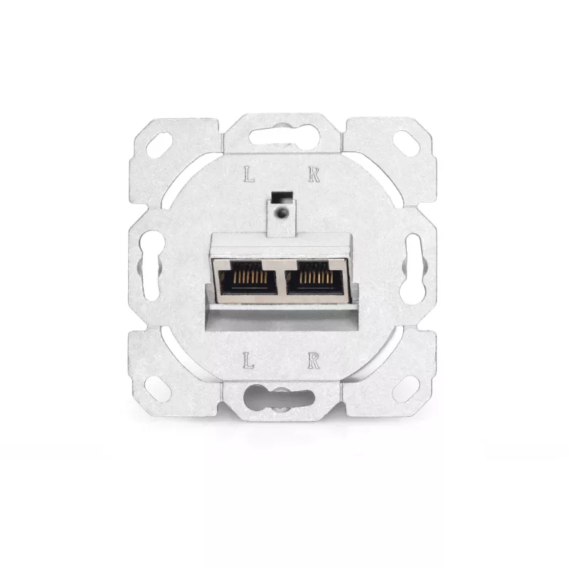 Tomada de dados CAT.6A, saliente, blindada, 2x RJ-45 LSA (branco, 5 unidades, Classe E)