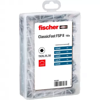 Parafusos ocos autoperfurantes FISCHER ClassicFast SK TG TX 4,0–6,0, 110 unid.