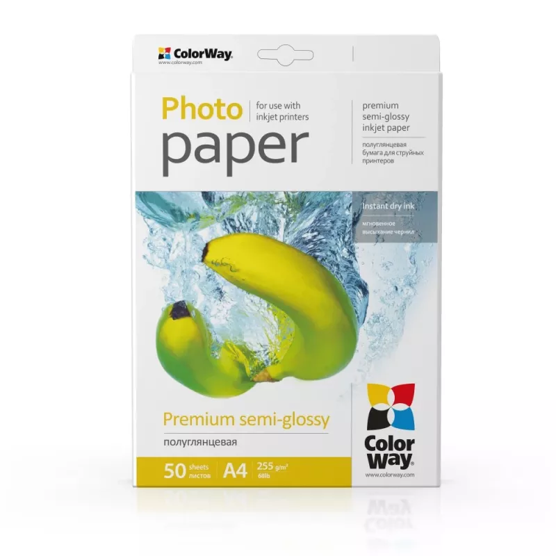 Papel fotográfico ColorWay, 50 folhas | 255 g/m² | A4 | Seda mate premium
