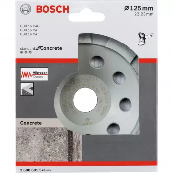 Disco de diamante tipo tacho Bosch 2608601573 125 mm de diâmetro, furo de 22,23 mm para betão