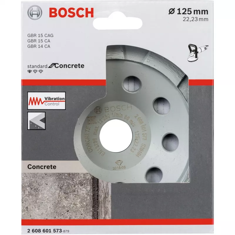 Disco de diamante tipo tacho Bosch 2608601573 125 mm de diâmetro, furo de 22,23 mm para betão