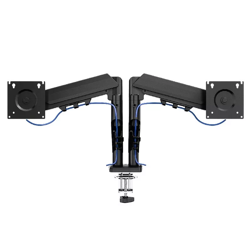 Suporte de monitor de secretária com braço duplo TRACER TRAUCH47660 — braços metálicos ajustáveis, máx. 18 kg, VESA até 100×100, para ecrãs de 13–32 polegadas