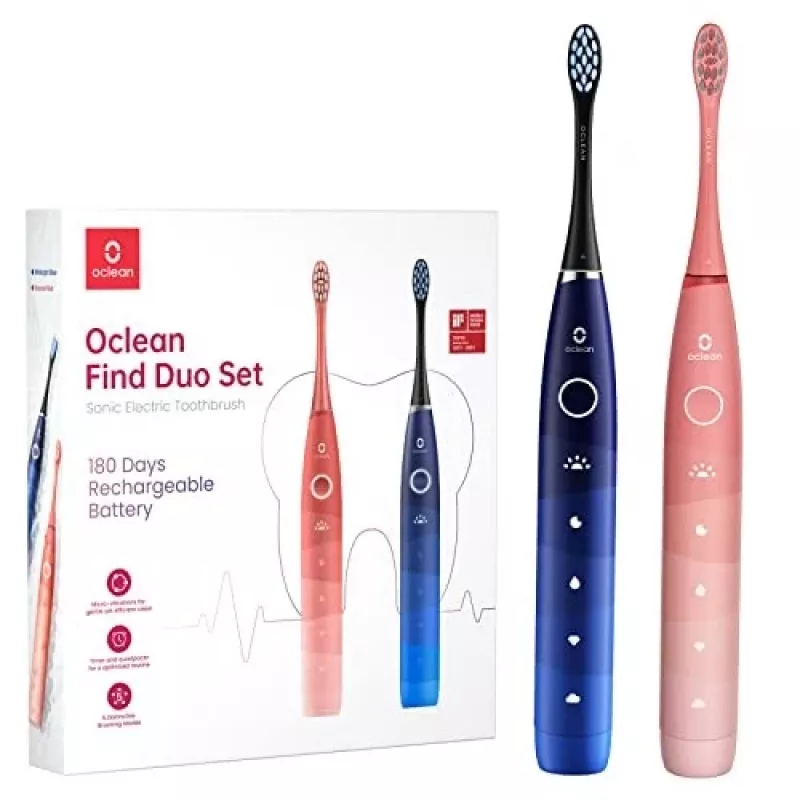 Escova de dentes sónica Oclean Flow Find Duo Set adultos azul rosa OCLEAN