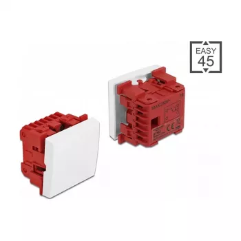 Interruptor de pressão DELOCK Easy 45 1P branco, 250 V AC, 10 A, 45×45×37 mm