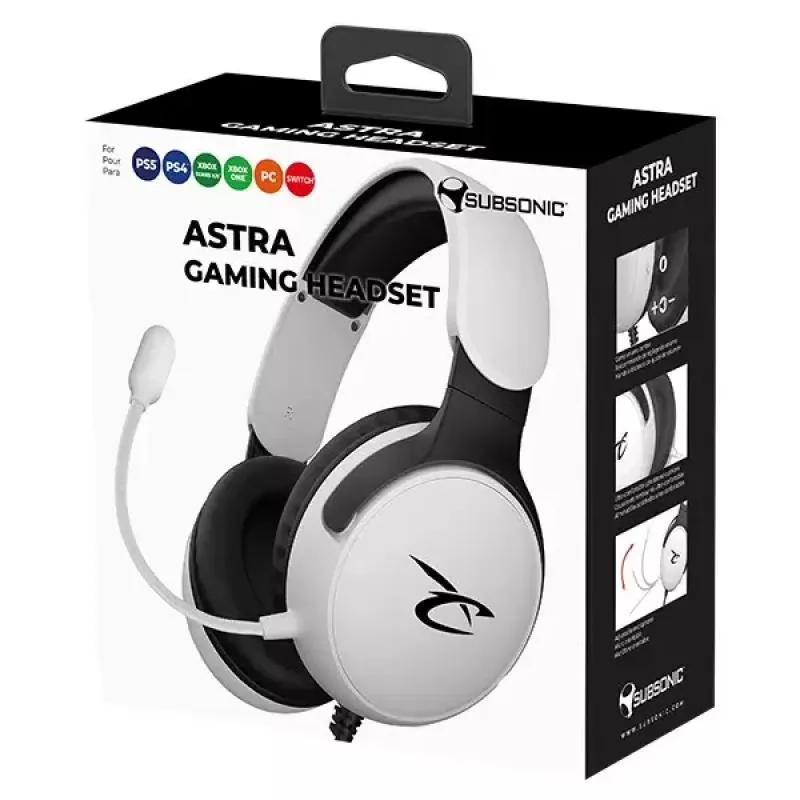 Headset Subsonic Astra headset gaming branco/preto SA5683-1