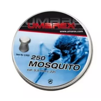 Diabolos UMAREX Mosquito 5,5 mm cabeça plana, 250 unid., aço inoxidável, adequados para carabinas com rosca no cano