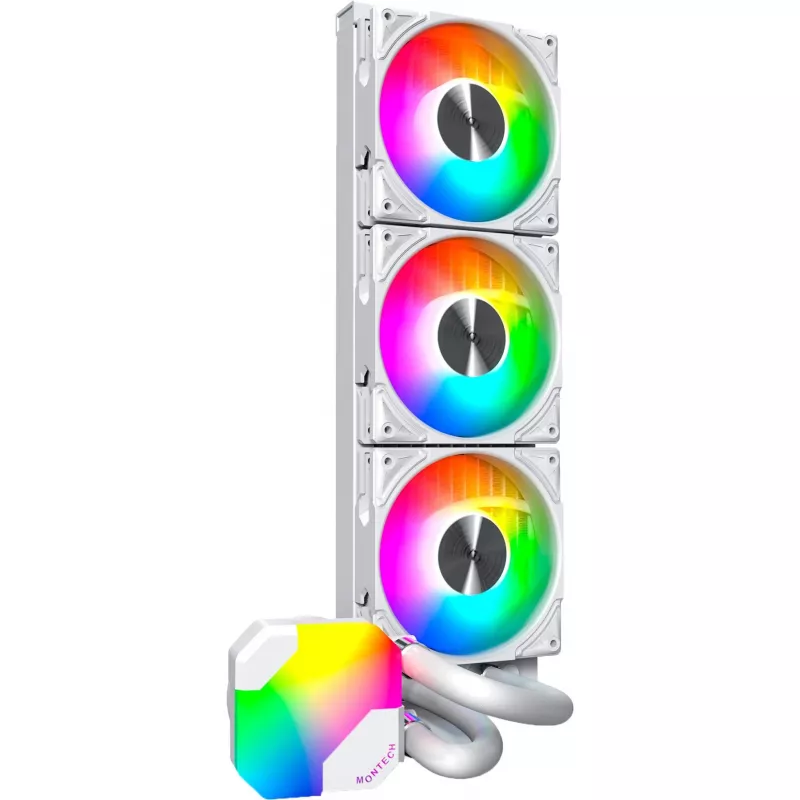 Radiador 360mm Montech HyperFlow ARGB 360 White — radiador de refrigeração líquida 360mm para PC