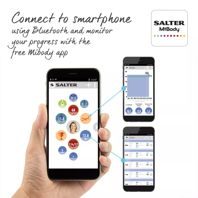 Balança de pessoa Salter 9192 BK3R Curve Bluetooth Smart Analyzer