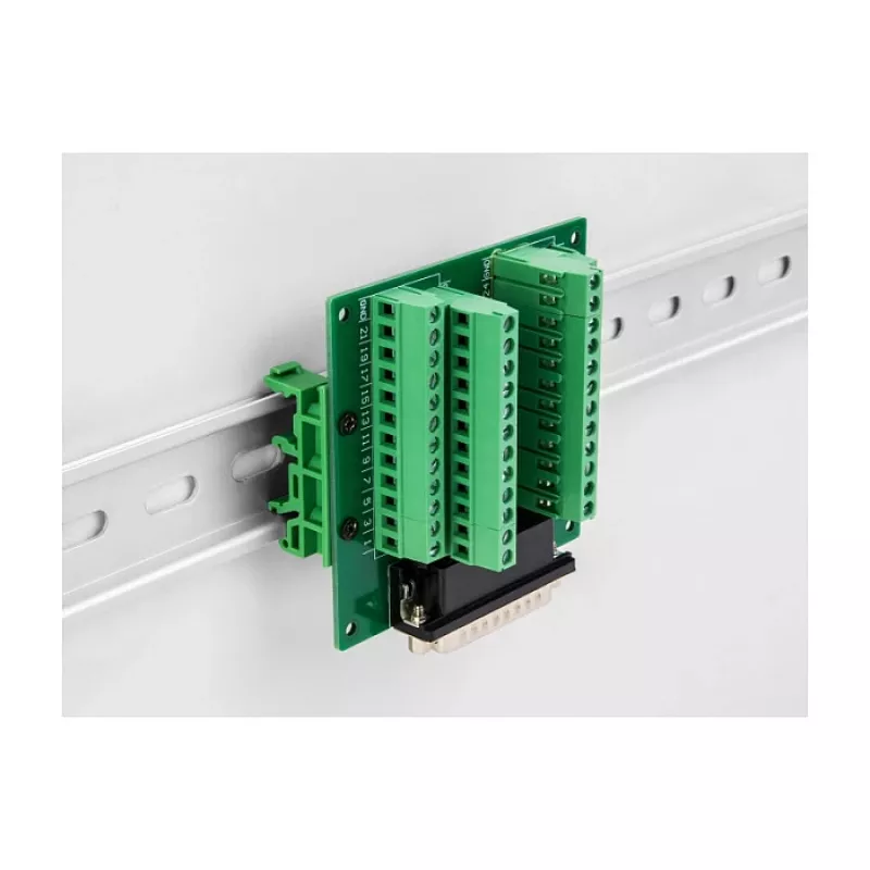 DeLOCK D-Sub HD 44 pinos conector fêmea para régua de terminais para calha DIN 84 mm x 86 mm x 30 mm